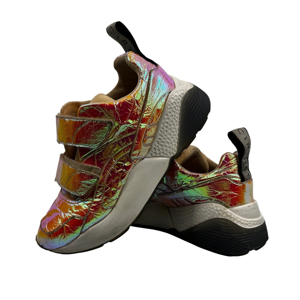 Stella McCartney Eclypse‎ Holographic Platform Sneakers Multi Velcro Womens 6